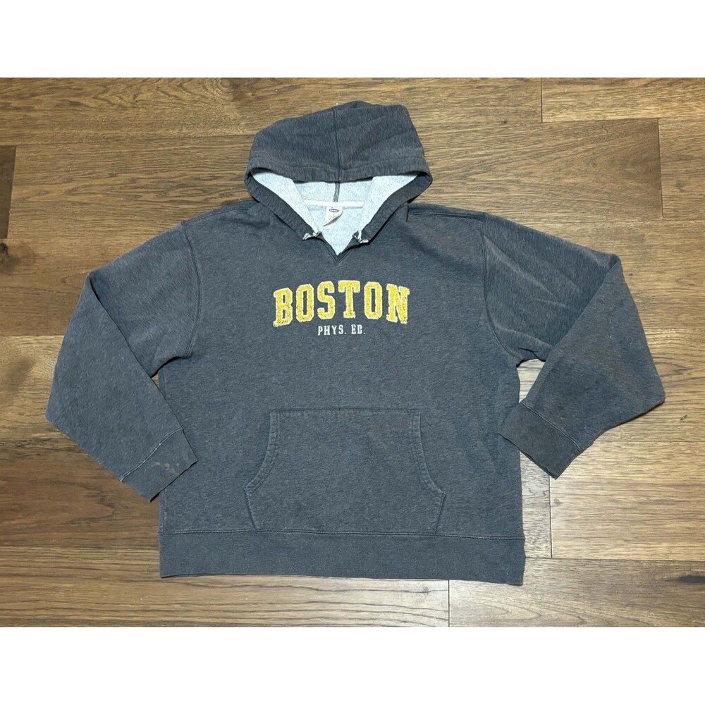 Vintage Y2K Boston Old Navy Gray Pullover Hoodie Sweatshirt Adult Size XL